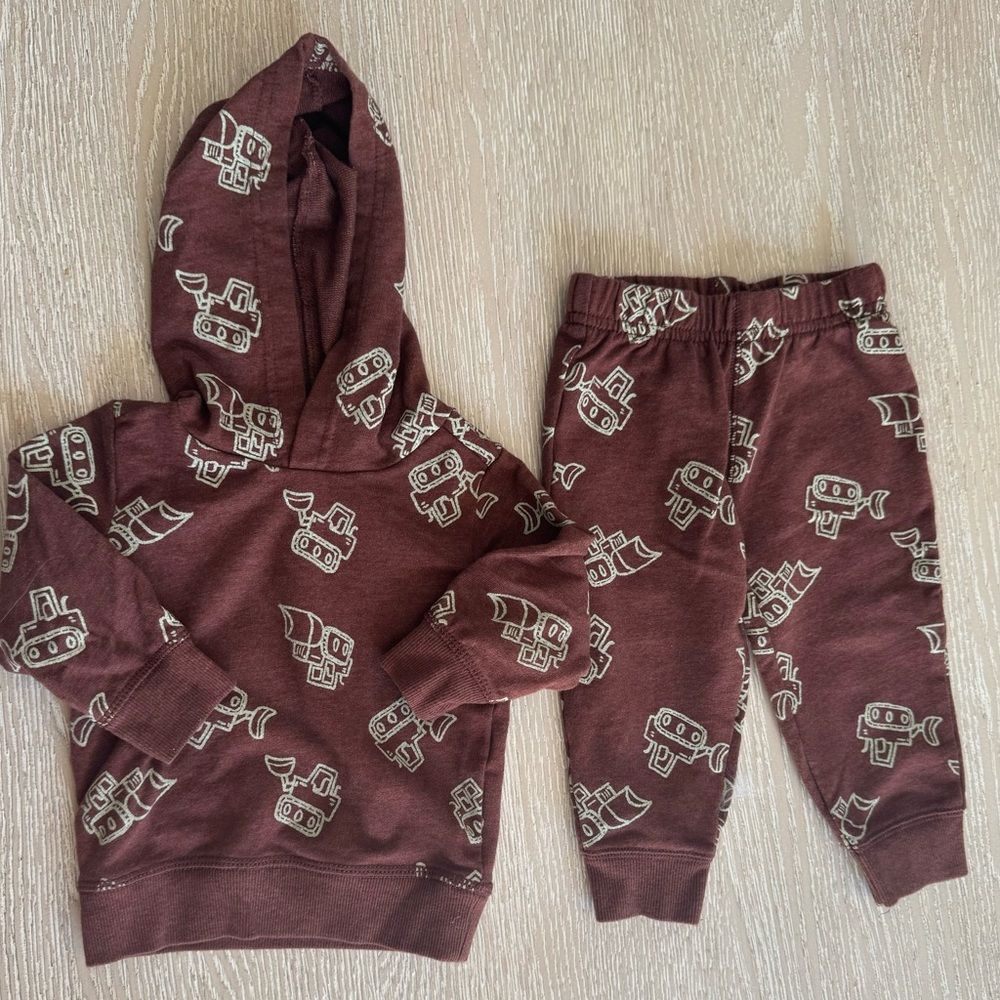 Carter Brown Tractor Print sweatsuit, size 12 months